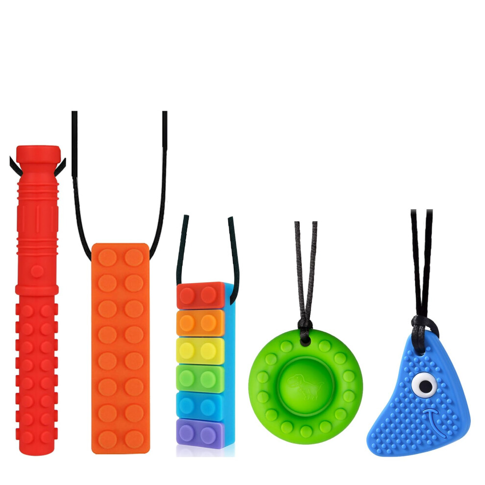 Epochglo Chew Necklaces For Sensory Kids 5 Pcs Chewing Pend