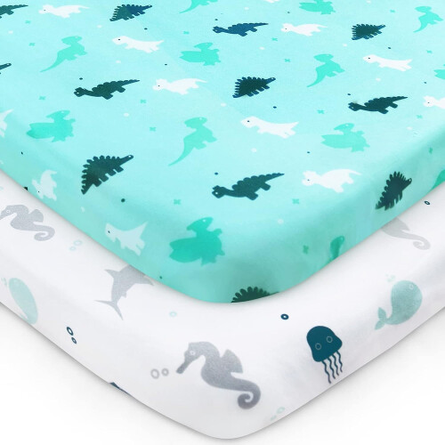 Travel Cot Fitted Sheets, 2 Pack Ultra Soft Crib S