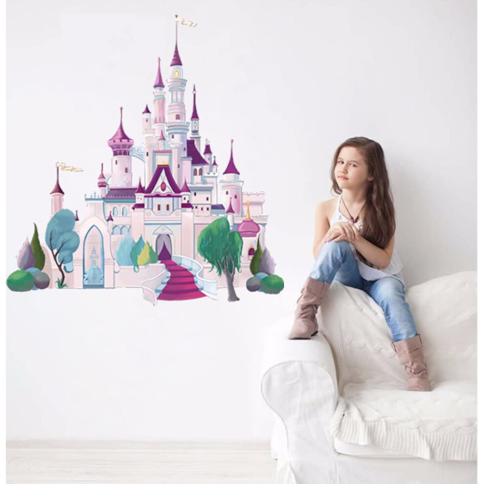 Large Castle Wall Art Decals For Girls Bedroom Princess Wall Stickers Nursery Kids Home Decor Runtoo