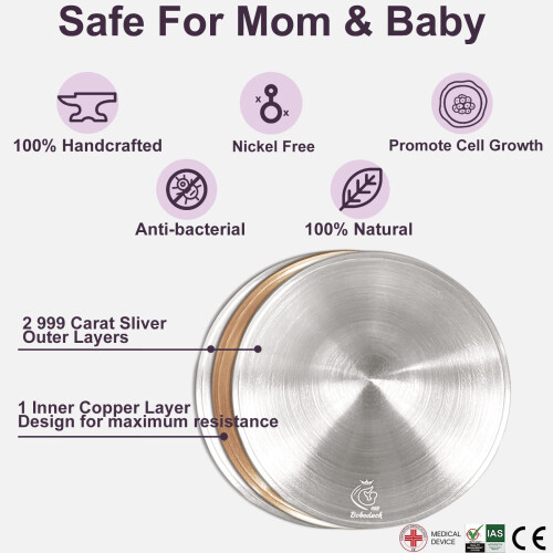 Boboduck Silver Nipple Shields, 999 Silver Cups fo 2