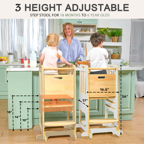 WINGYZ Wooden 3-Height Adjustable Toddler Learning 1