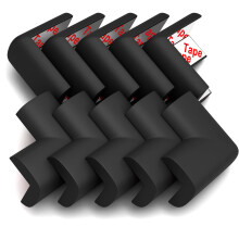Table Corner Protectors, 10 Pack Foam Corner Cushion Protector, Edge Corner Guards for Baby (Black)