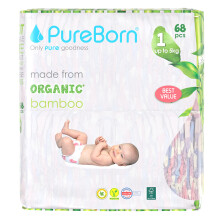 PureBorn Organic Natural Bamboo Baby Diapers - Siz