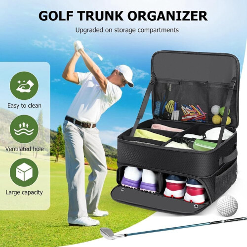 Golf Trunk Organizer with Ventilated Shoe Compartment and  MultiCompartment Design 2