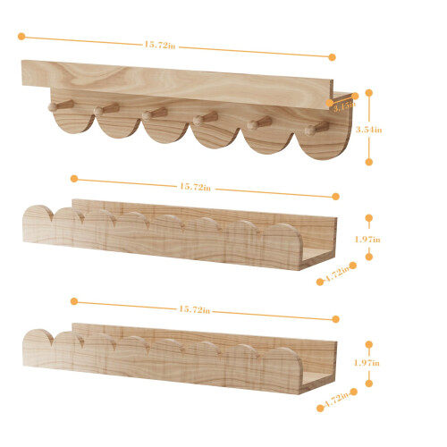 Nursery Shelves, 3- Pack Nursery Book Shelf with H 2