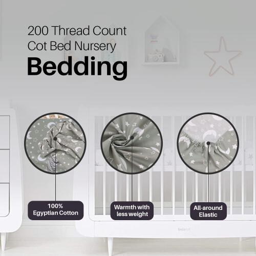 DTEX HOMES 2 x Cot Bed Fitted Sheets Anti-Allergy 1