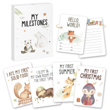 50 Baby Milestone Cards in English, Unisex Milestone Baby Cards for New Parents, Baby Monthly Milestone Cards, Ideal Baby Shower Gifts & Keepsake, Ne