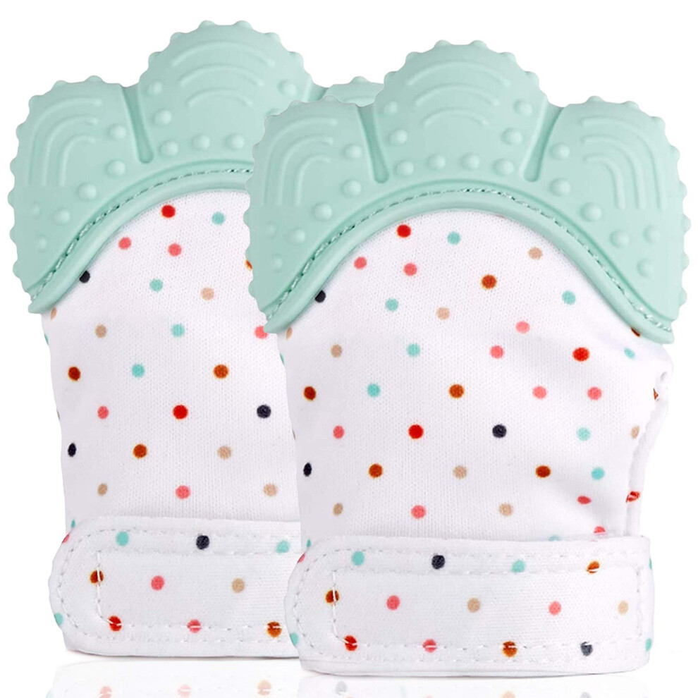 Acehome 2 Pack Food Grade Silicone Teether Glove, Baby Teething Mitten - Prevent Scratches Protection Gloves Soothing Pain Relief Mitt Stimulating Teething T