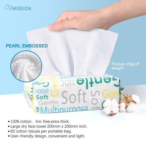 Face Towel 120 Counts, Cotton Tissue Dry Face Wipe 2