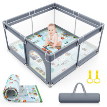 VANCLE Baby Playpen with Mat 127cm x 127cm Playpen