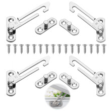 4 Pcs Window Restrictor for UPVC, Window Lock Stainless Steel, Window Latches Security Chrome, Window Catch Left Right Hand for Home School Kindergar