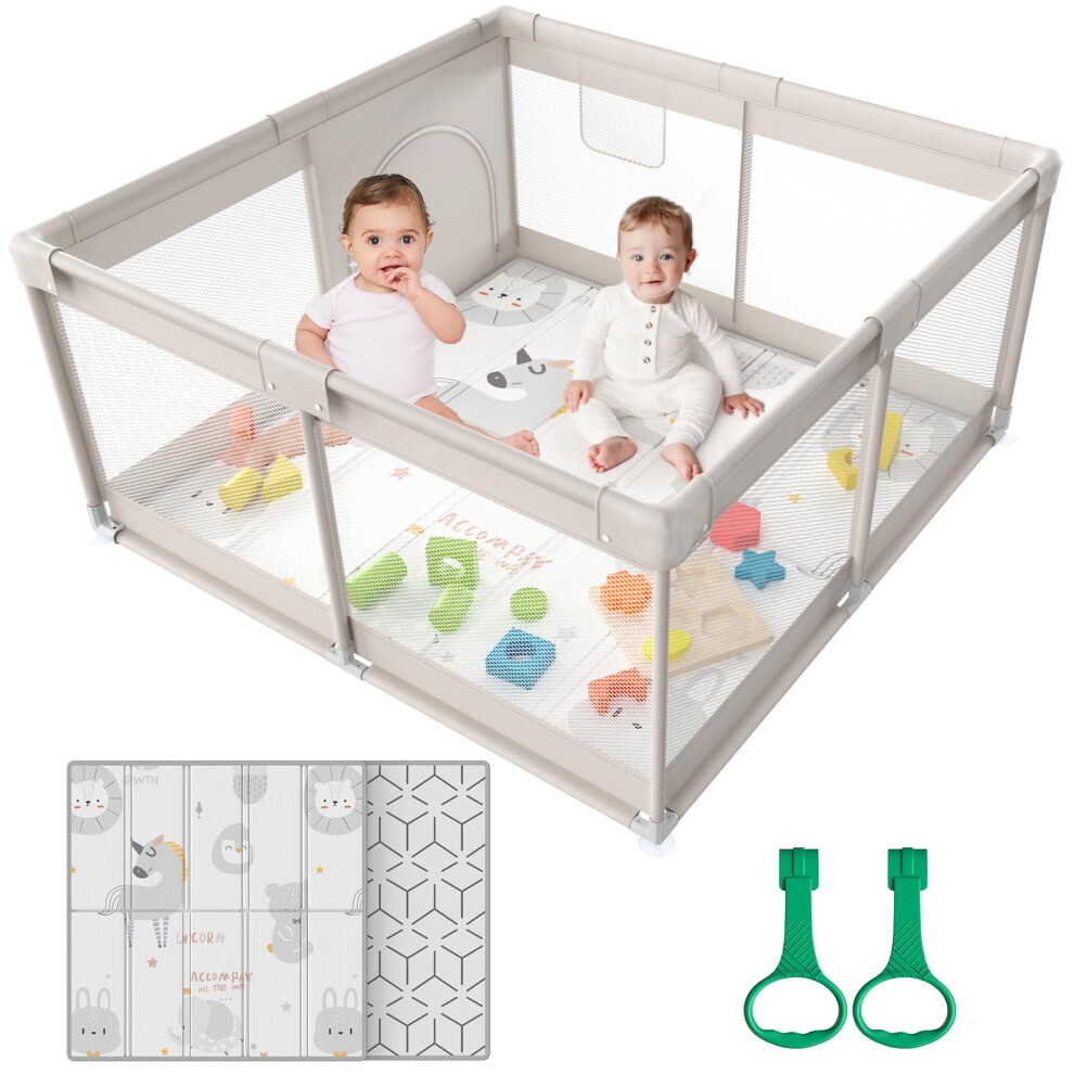 Baby Playpen With Mat - 120X120cm Play Pen, Small Ugozee