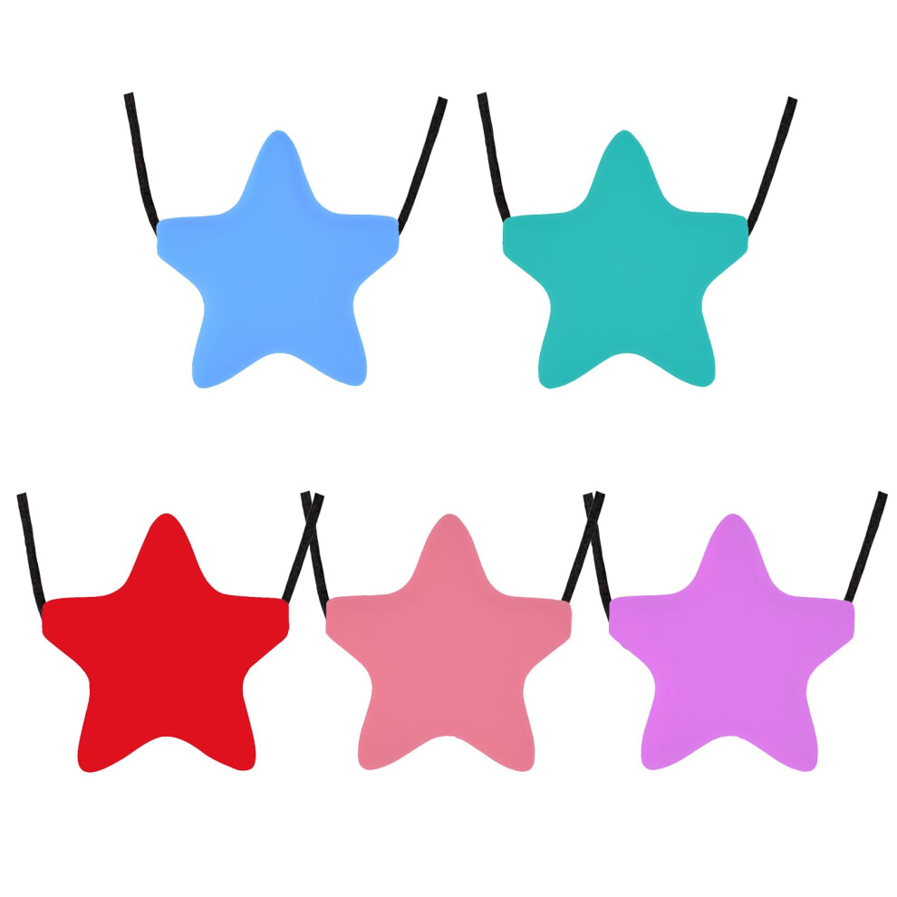 Chew Necklace For Sensory Children, 5 Pack Anxiety Relief Silicone Chewy Buddy Toys For Baby Biting Needs Fitulabo