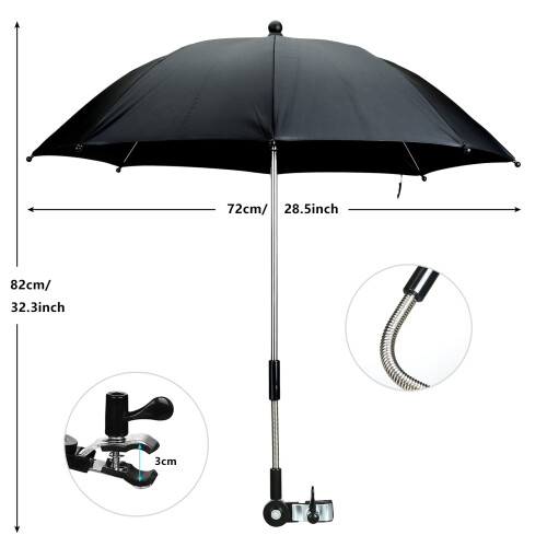 LIHAO 72cm Pram Parasol with Adjustable Fixing Cla 1