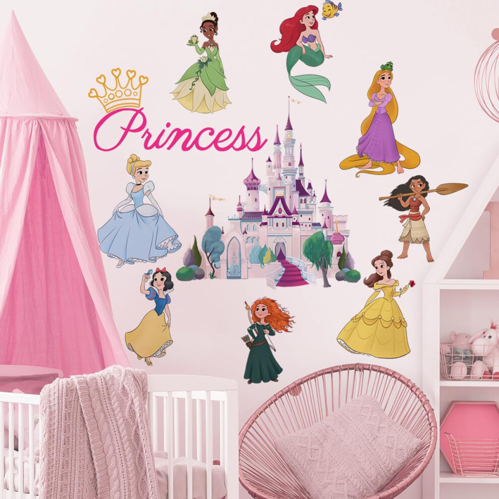Princess Wall Decals For Girls Bedroom Crown Castle Wall Art Stickers Kids Baby Nursery Home Decor Runtoo