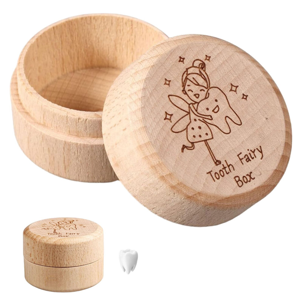 Baby Tooth Box,1 Pcs Wooden Tooth Fairy Box, Tooth Grosion