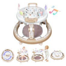 BanaThae 360Rotating Seat Baby Walker for Boys Girls 6 Months 1 Year olds, Assembly-Free Music Walkers for Babies with Foldable Adjustable Height, S