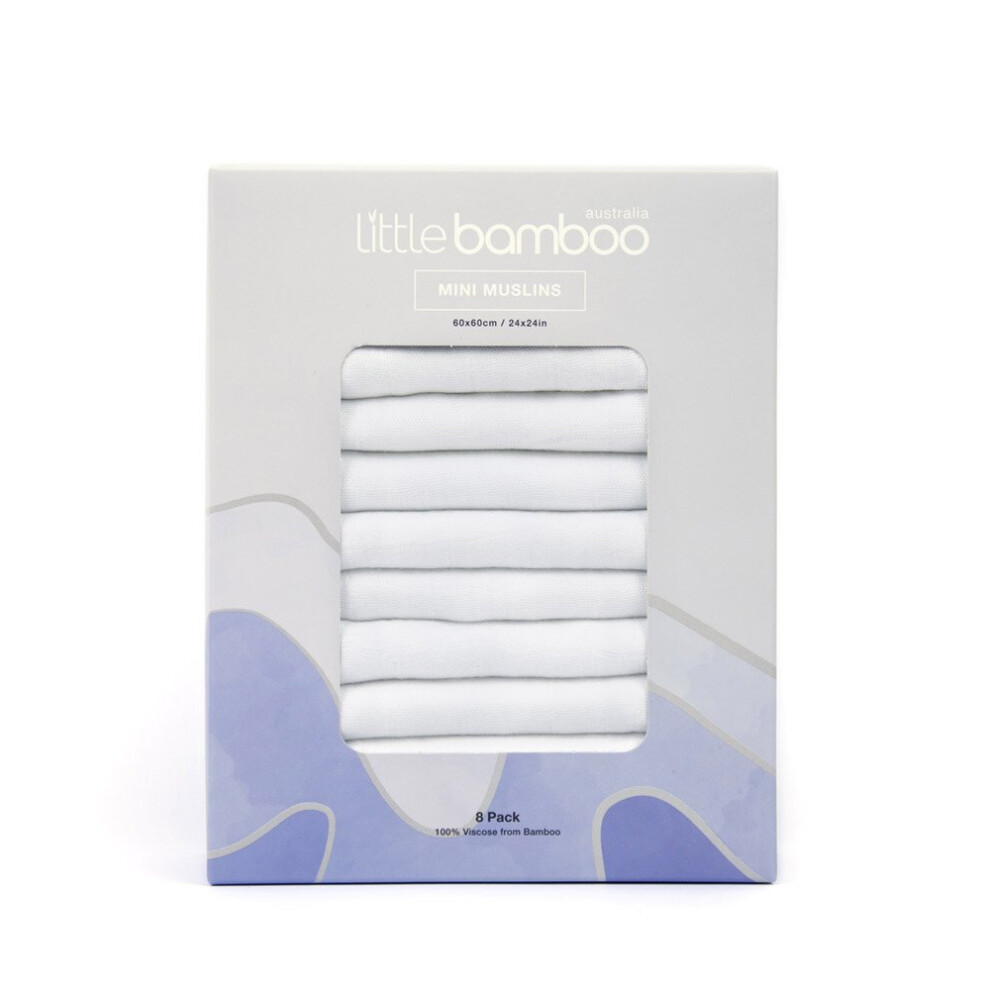Muslin Squares Pack, 8 Count White Little Bamboo