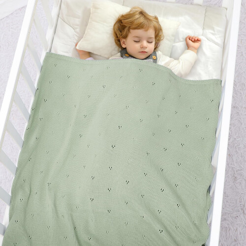 DovFanny Cotton Cellular Baby Blanket Knitted Soft 1