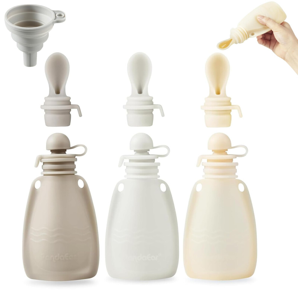 3 Pack Reusable Silicone Baby Food Pouche Pandaear