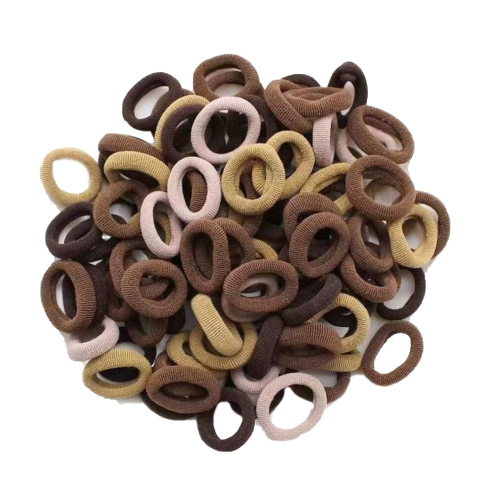 100 Pcs Baby Hair Bands, Colour Small Hair Bands, Soft Kids Hair Bobbles,Seamless Mini Elastic Band For Baby, Small Toddler Bobbles, For Baby, Brown Vnidjgb