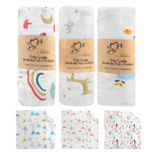 BelleStyle Muslin Swaddle, Soft Bamboo Cotton 120cm x 120cm Large Baby Swaddle Wrap Receiving Blankets for Newborns Infant Shower Gift Set - 47"x 47"