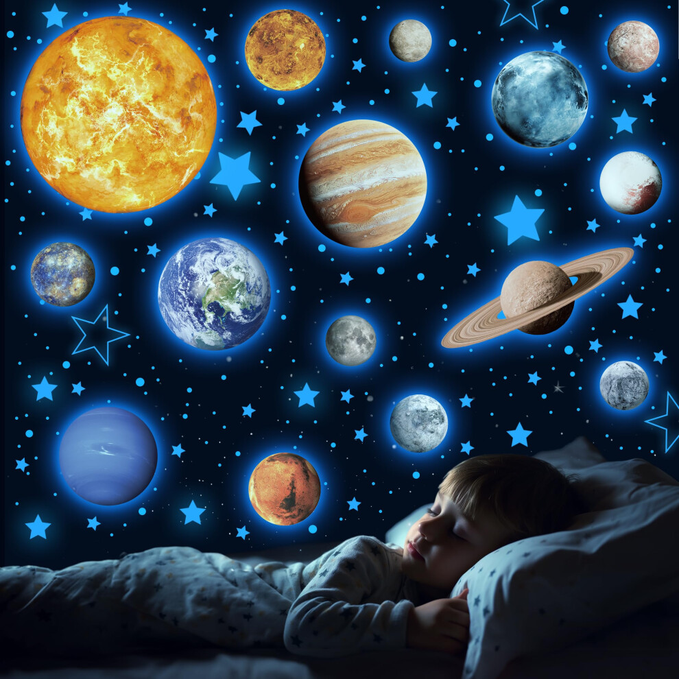 Solar System Wall Decals Glow In The Stars 780 Pcs, Glowing Planets Stickers For Ceiling, Nursery Wall Stickers For Bedroom, Kids Room Decoratio Dark Robmoda