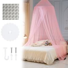 XcnPer Children's Bed Cover, Large Dome Canopy Mosquito Net For Single/Double Bed, Easy to Install, Family/Travel/Outdoor(Pink)