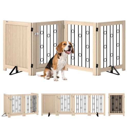 PawHut PawHut Freestanding Pet Gate, Foldable Dog Gate wi