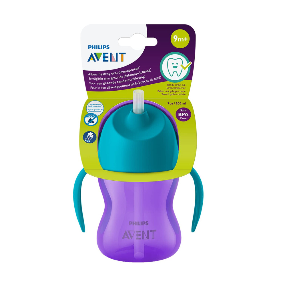 Philips Sippy Cup For Toddlers & Babies, Bpa Free, & (Model Scf796/02) Purple/Blue Avent
