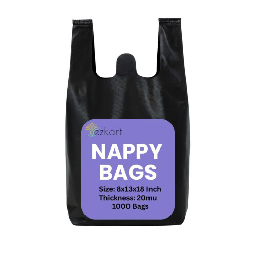 ezkart Pack of 1000 - Black Strong Plastic Nappy B