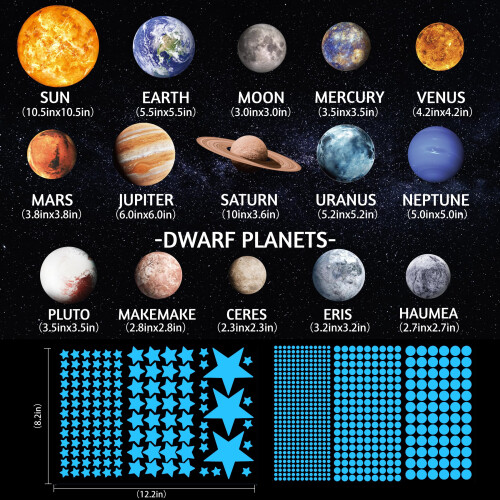 Solar System Wall Decals Glow in The Dark Stars 78 2