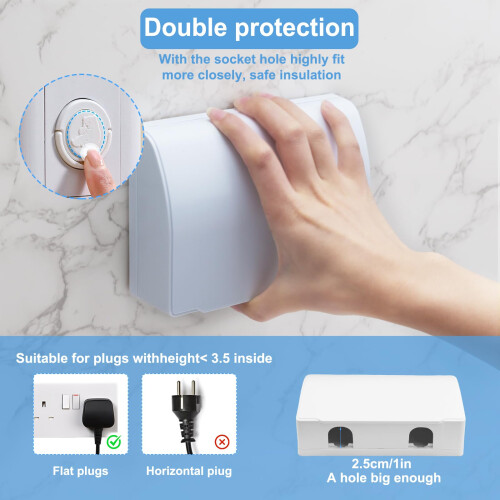 2 Pcs Wall Socket Protection Covers UK, Double Soc 2