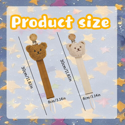 HhBdy 2 Pack Dummy Clip, Pacifier Clips Wooden Pac 2