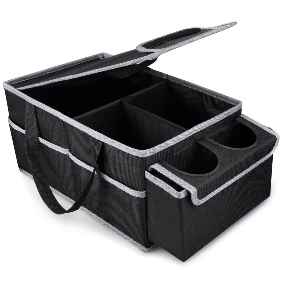 Guwina Car Backseat Organiser, Multi Compartment Foldable Seat Organiser For Car Boot Front And Back Seats, With Lids And Straps Best For Clothes, To 81000395