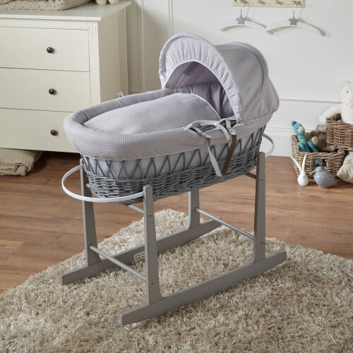 For Your Little One Grey Wicker Moses Basket with