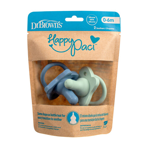 Dr Brown's HappyPaci 100% Silicone Soother, Blue, 1