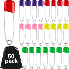 50 Pieces Diaper Pins Safety 2.2 Inch Plastic Head