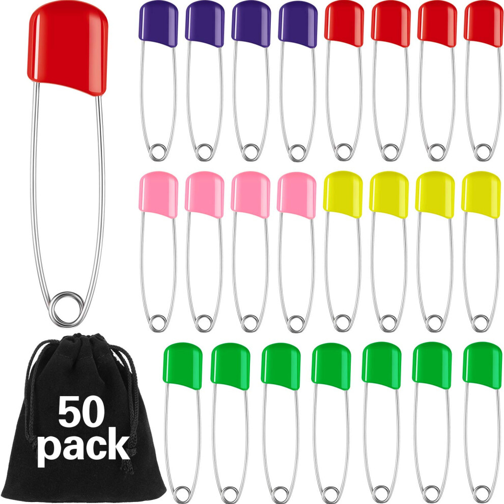 50 Pieces Diaper Pins Safety 2.2 Inch Plastic Head Willbond