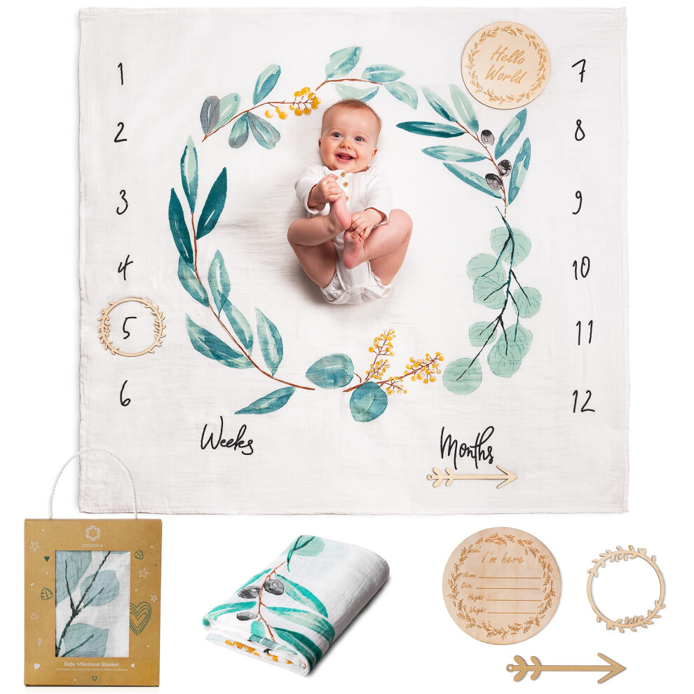 Baby Milestone Blanket | Cotton Muslin Swaddle Bla Odoxia