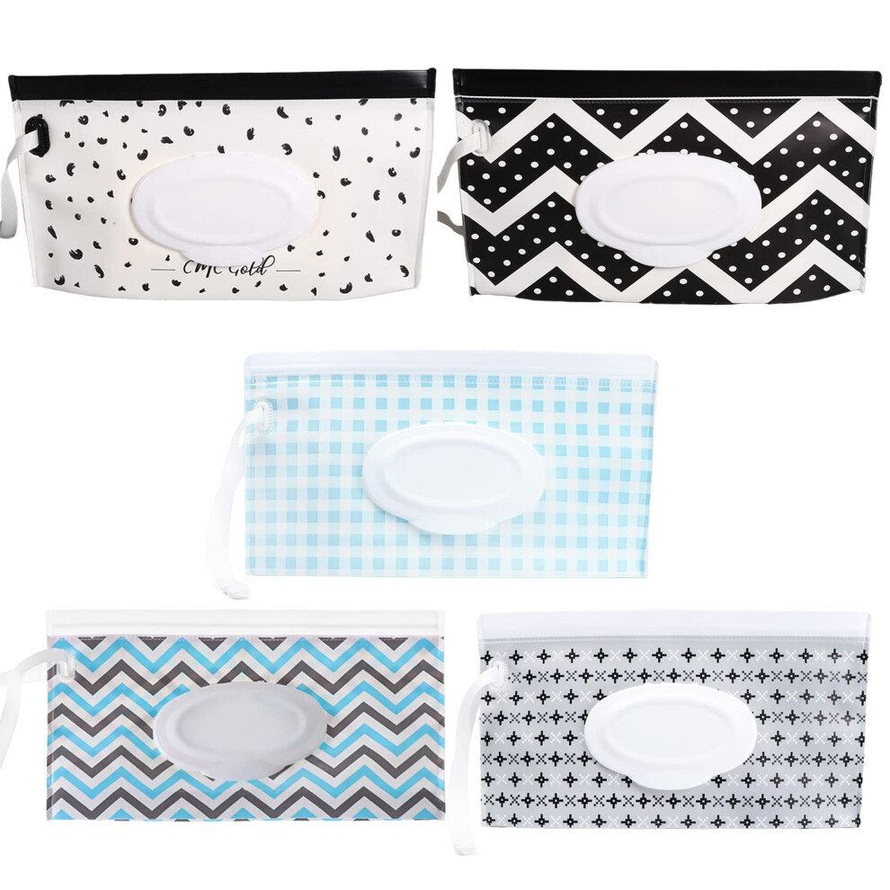 5Pcs Baby Wet Wipe Pouch Dispenser, Eva Refillable Travel Wet Wipe Pouch Bags, Reusable Portable Wipe Holders For Babies Vegcoo