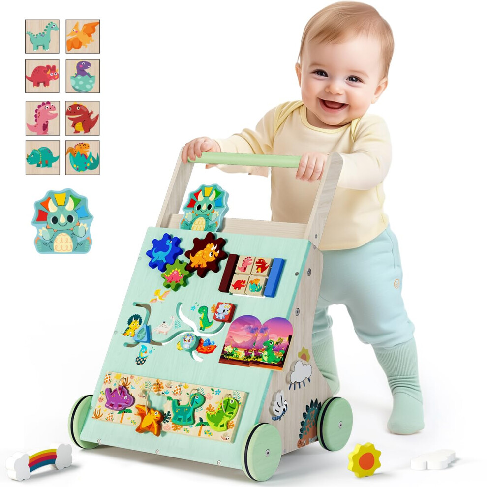 Terramus Wooden Baby Walker, Dinosaur Toddler Push
