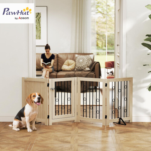 PawHut PawHut Freestanding Pet Gate, Foldable Dog Gate wi 1