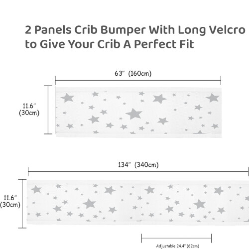 HB.YE Baby Mesh Cot Bed Bumper,Adjustable Anti-Bum 2