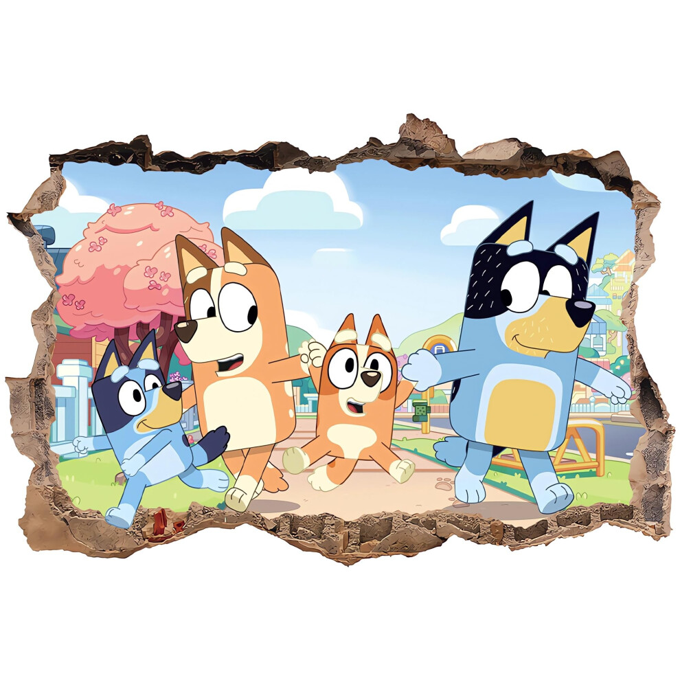 Grenric 3D Bluey Anime Wallpaper Wall Decals Sticker For Kids Bedroom,Kids Baby Nursery Wall Decoration,Cartoon Poster Sticker Decor