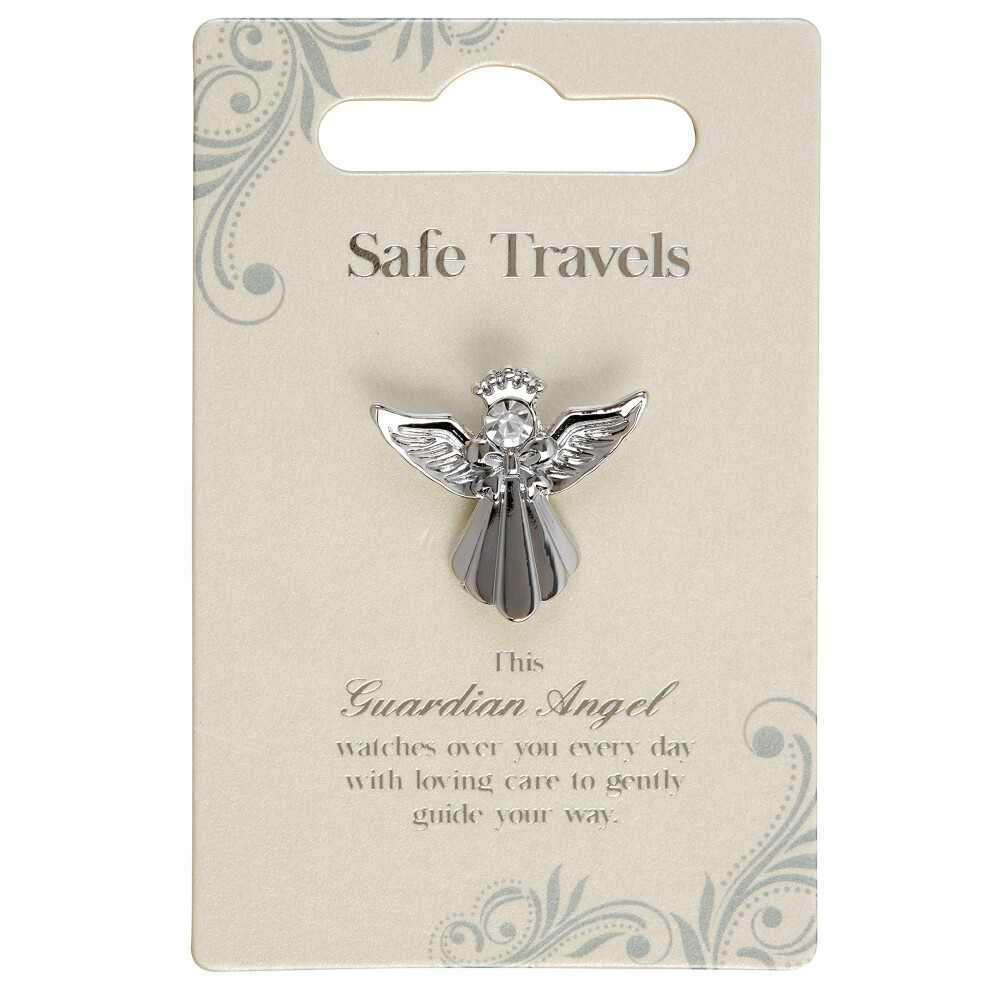 Safe Travels Coloured Angel Pin With Gem Stone Sentimental Gift Idea Silver Guardian Angel