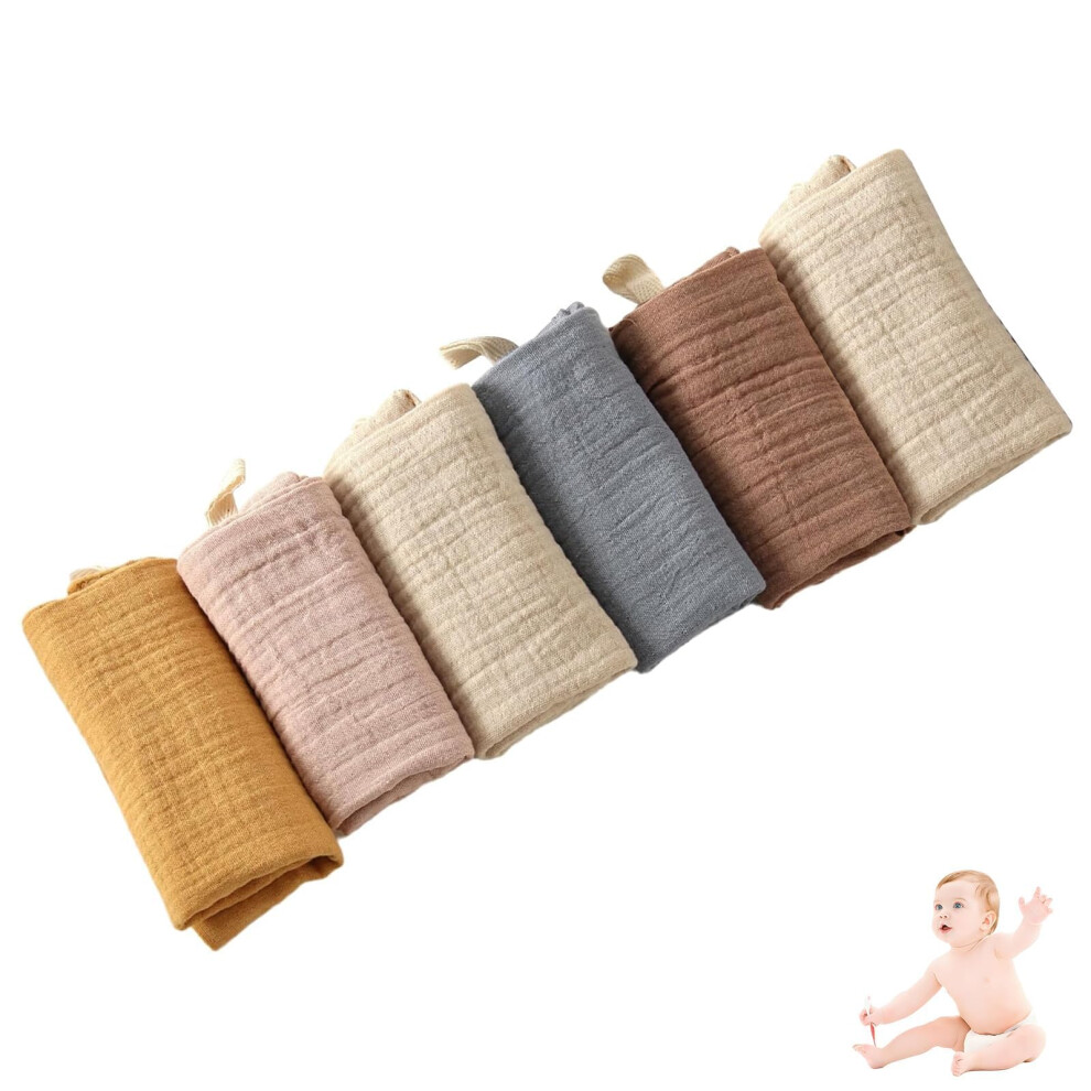 6 Pcs Muslin Cloths For Baby, 4-Layer Muslin Face Cloths, Ultra-Soft Absorbent Baby Washcloths For Newborns Infants, Gentle Skin Care For Fee Syylqyr