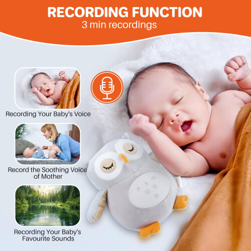 FUNYKICH Owl White Noise Machine with Red Light & 1