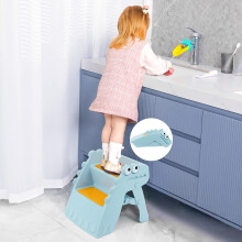 Onasti Toddler Step Stool Foldable Kids Step Stool with Non-Slip, 2 Step Toddler Stool, Toilet Step for Bathroom Kitchen Counter with Cute Dinosaur D