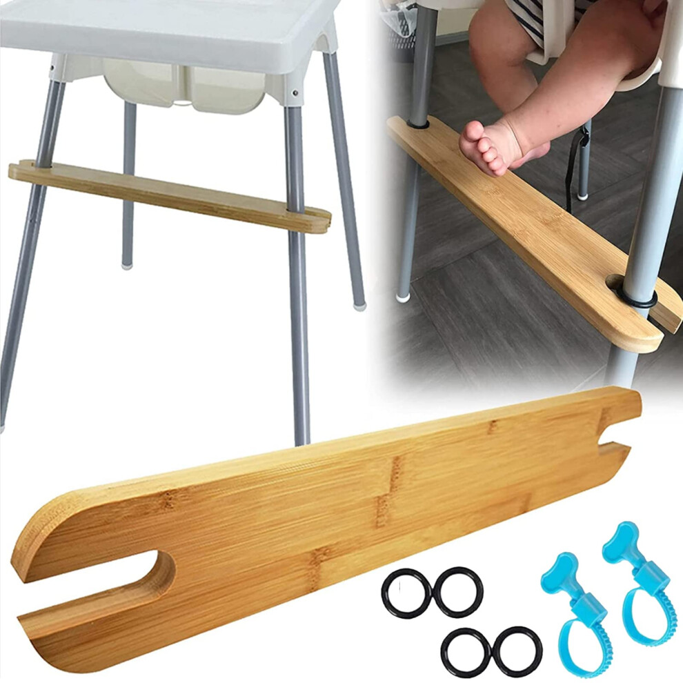 High Chair Footrest, Adjustable Non-Slip Natural Bamboo Wooden Foot Rest For Baby Highchair Footrest, Foot Rest For High Chair Baby Compatible With I Hanq